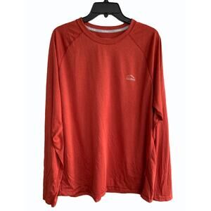 LL Bean Slightly Fitted Jersey Layer Orange Raglan Sleeve Pullover Size L Reg